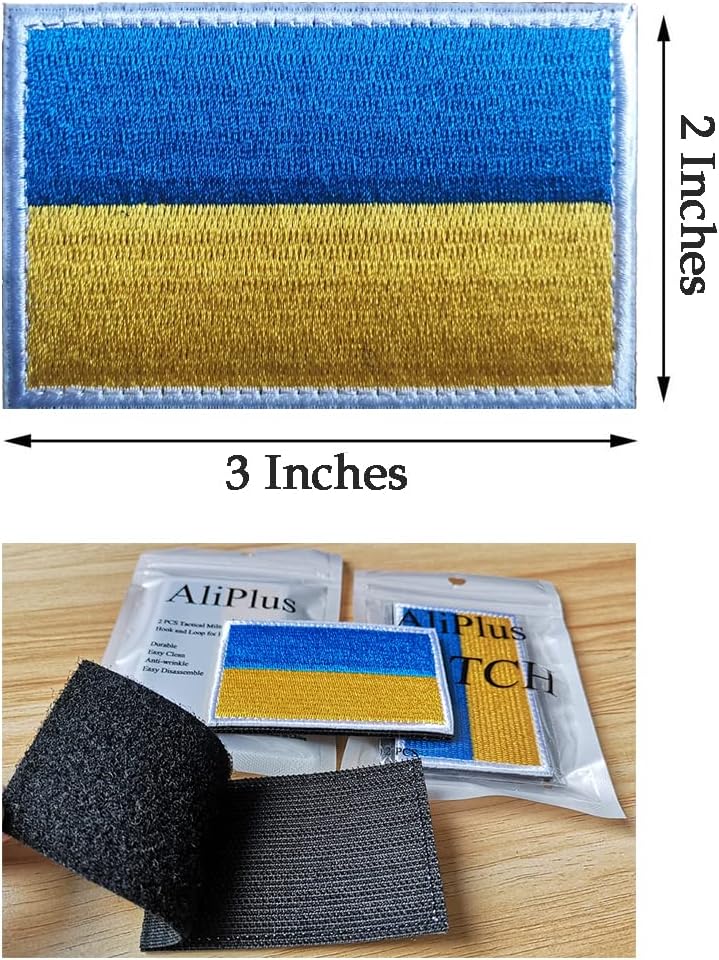 AliPlus 2 PCS Ukraine Flag Patches Embroidered Tactical Military Morale Patch Applique Fastener Hook and Loop - Image 3
